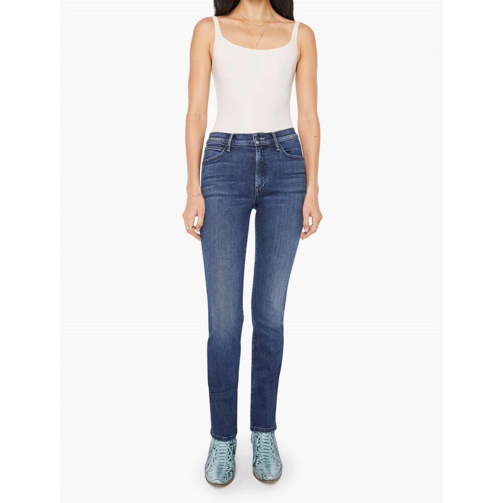 NEW MOTHER the rascal skimp mid-rise straight leg jeans in you're a riot